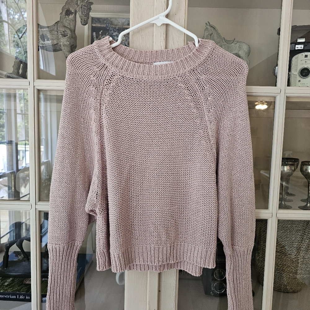 Evereve Ava Classic Knit Pullover Sweater Mauve Mushroom - Picture 3 of 12
